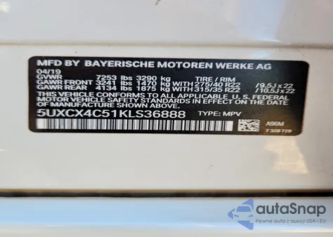 2019 BMW X7 xDrive50I z USA, uszkodzony, nr VIN 5UXCX4C51KLS36888